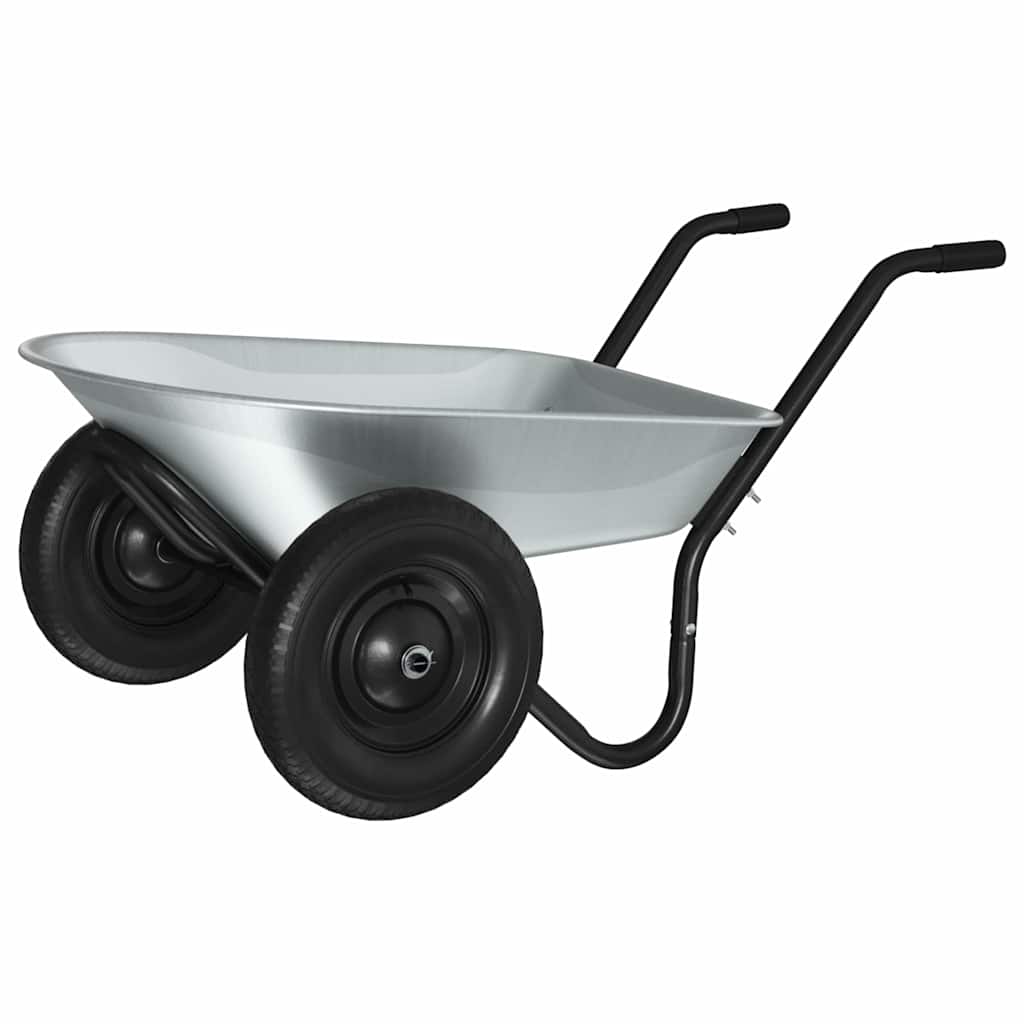 vidaXL Wheelbarrow Silver and Black 100 L 150 kg Galvanized Steel - 61256