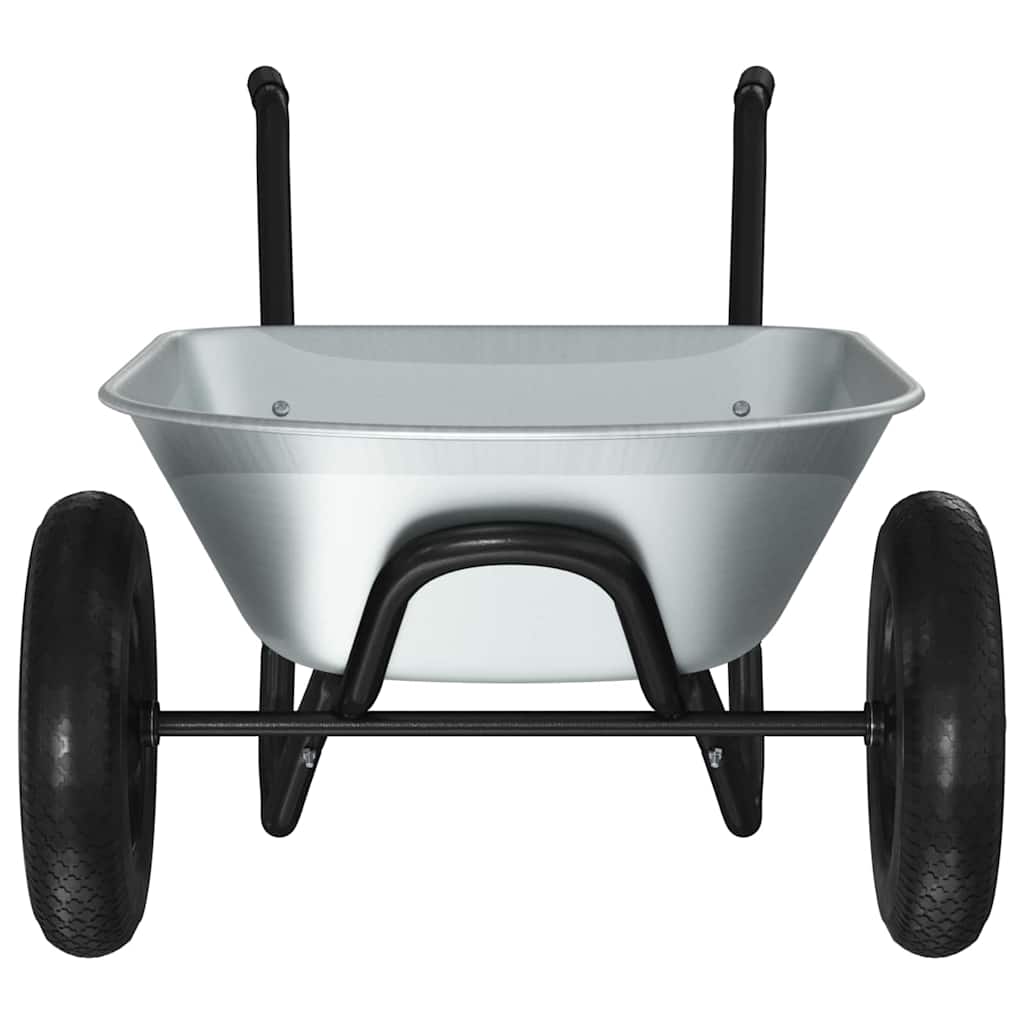 vidaXL Wheelbarrow Silver and Black 100 L 150 kg Galvanized Steel - 61256