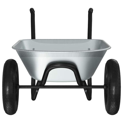 vidaXL Wheelbarrow Silver and Black 100 L 150 kg Galvanized Steel - 61256