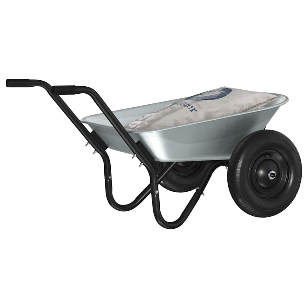 vidaXL Wheelbarrow Silver and Black 100 L 150 kg Galvanized Steel - 61256