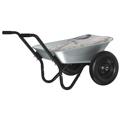 vidaXL Wheelbarrow Silver and Black 100 L 150 kg Galvanized Steel - 61256
