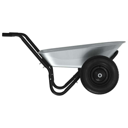 vidaXL Wheelbarrow Silver and Black 100 L 150 kg Galvanized Steel - 61256