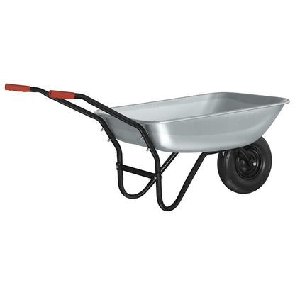 vidaXL Wheelbarrow Silver and Black 80 L 120 kg Galvanized Steel