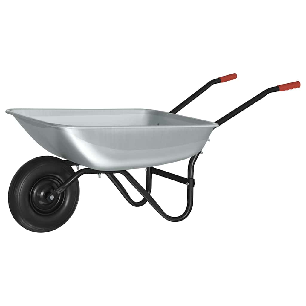 vidaXL Wheelbarrow Silver and Black 80 L 120 kg Galvanized Steel