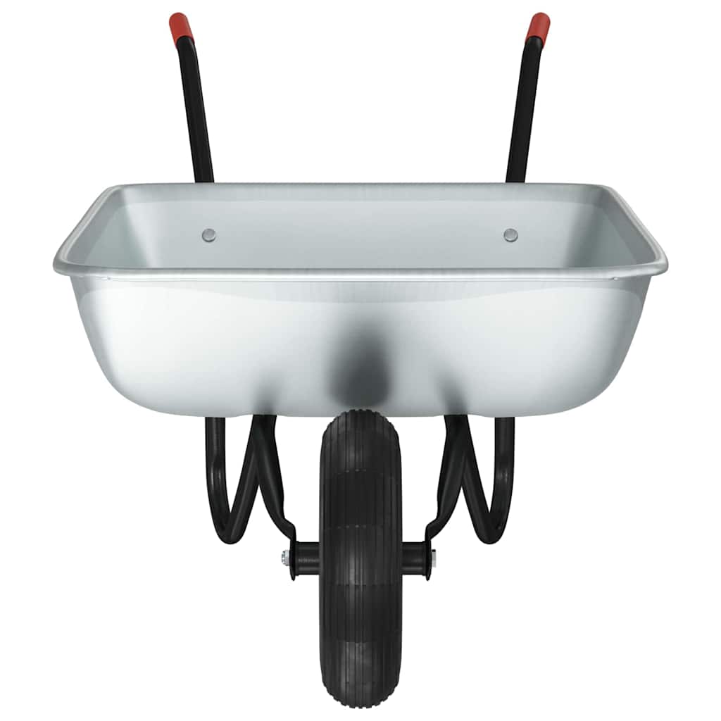 vidaXL Wheelbarrow Silver and Black 80 L 120 kg Galvanized Steel