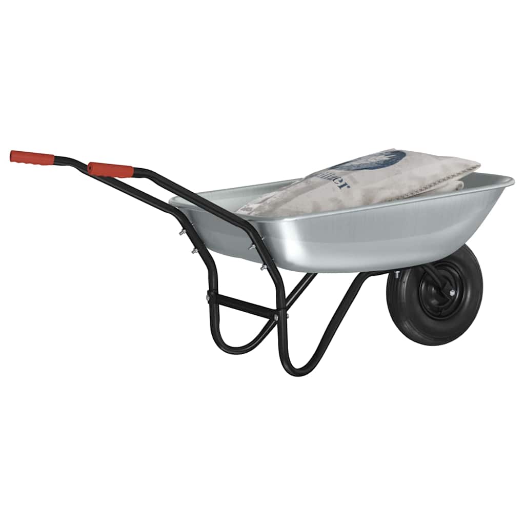 vidaXL Wheelbarrow Silver and Black 80 L 120 kg Galvanized Steel
