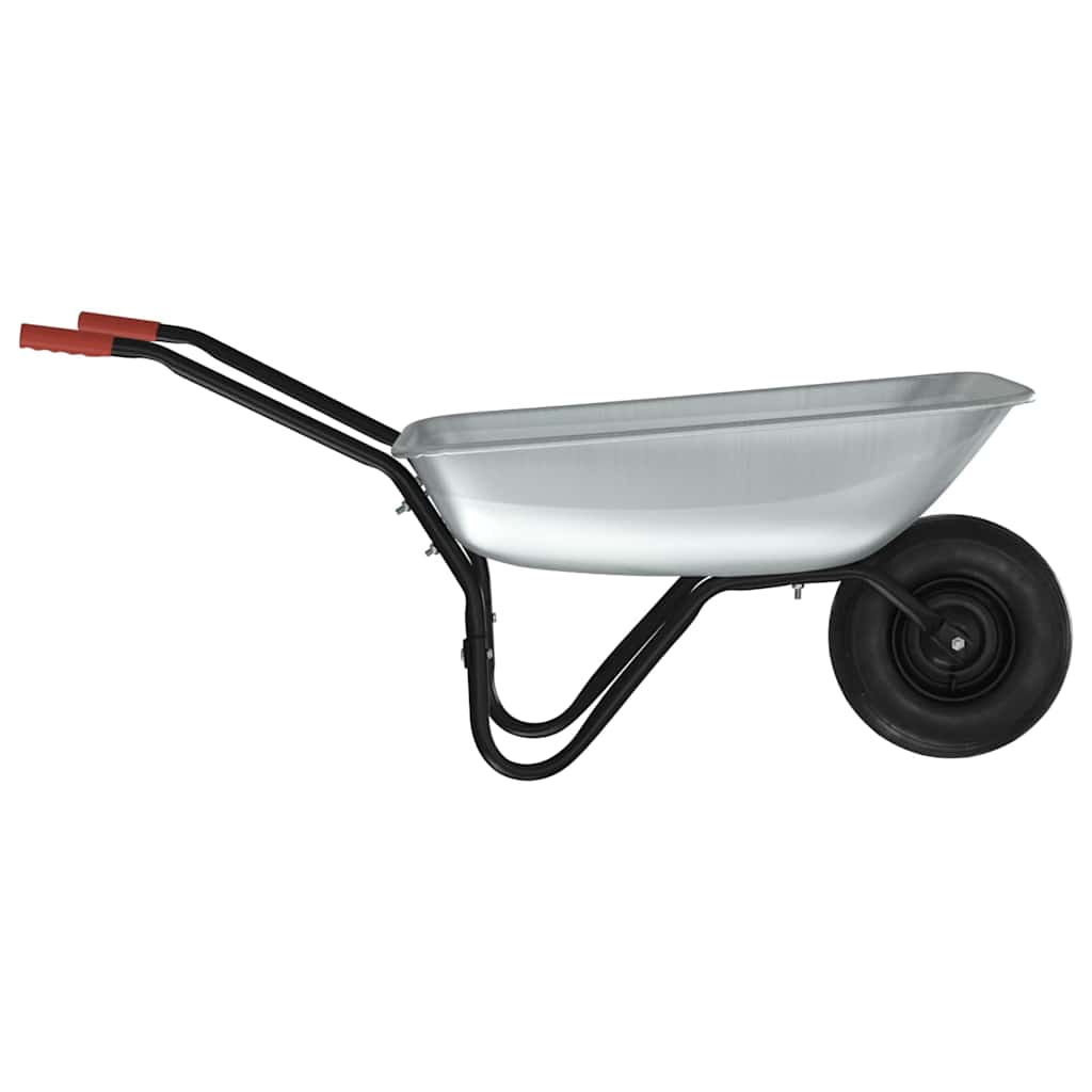 vidaXL Wheelbarrow Silver and Black 80 L 120 kg Galvanized Steel