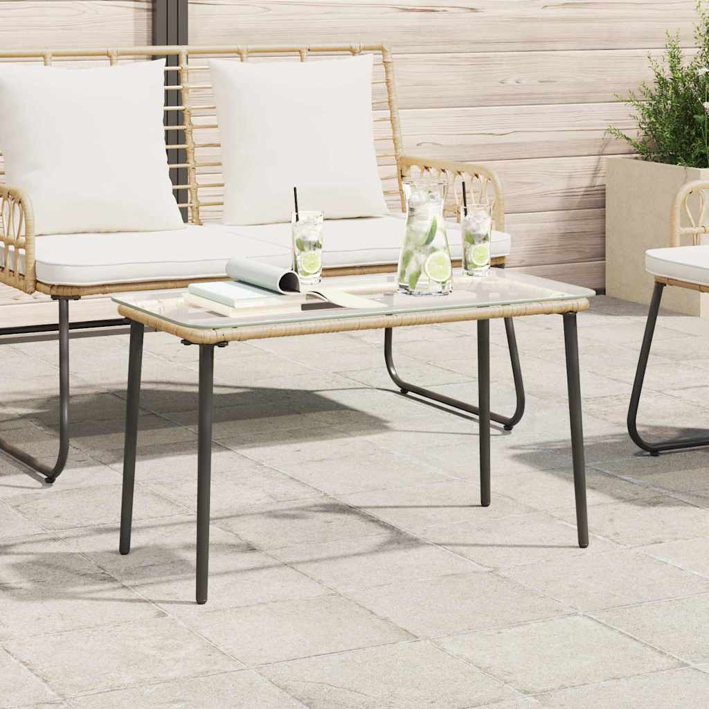 vidaXL Garden Table Natural 80 x 40 x 45 cm Poly Rattan - Brown