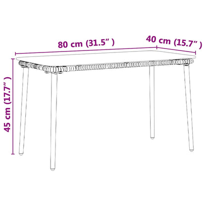 vidaXL Garden Table Natural 80 x 40 x 45 cm Poly Rattan - Brown