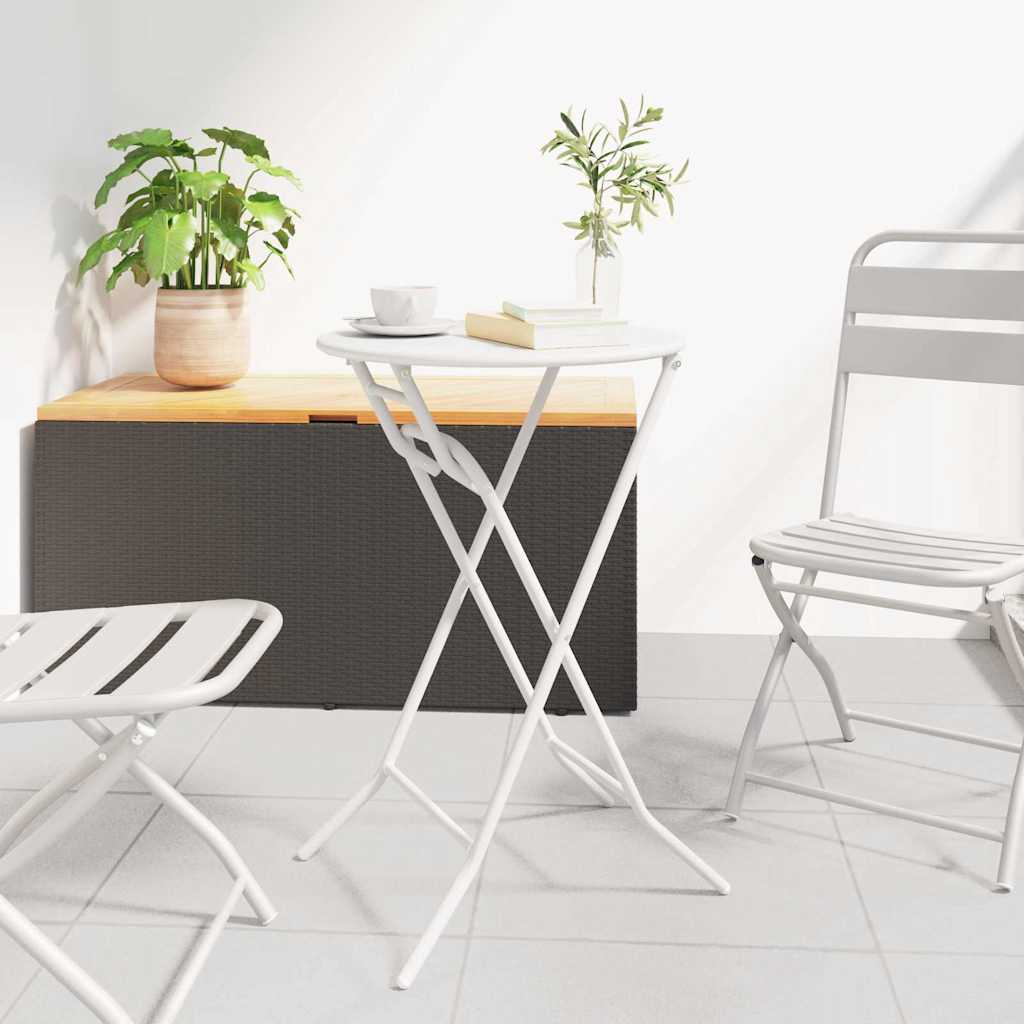 vidaXL Garden Table Folding White 50 x 50 x 72 cm Metal
