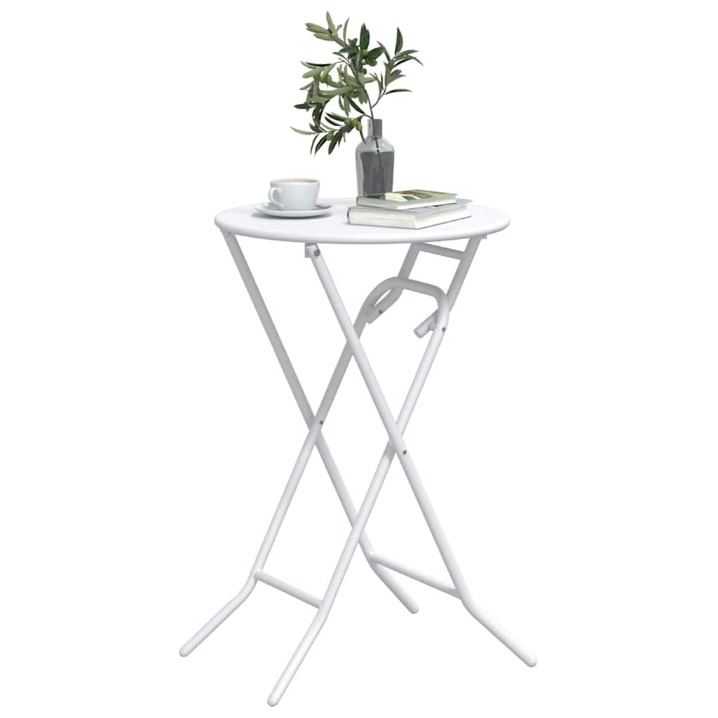 vidaXL Garden Table Folding White 50 x 50 x 72 cm Metal