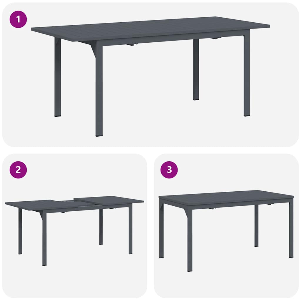 vidaXL Patio Table Anthracite 180 x 80 x 74 cm Powder-Coated Steel
