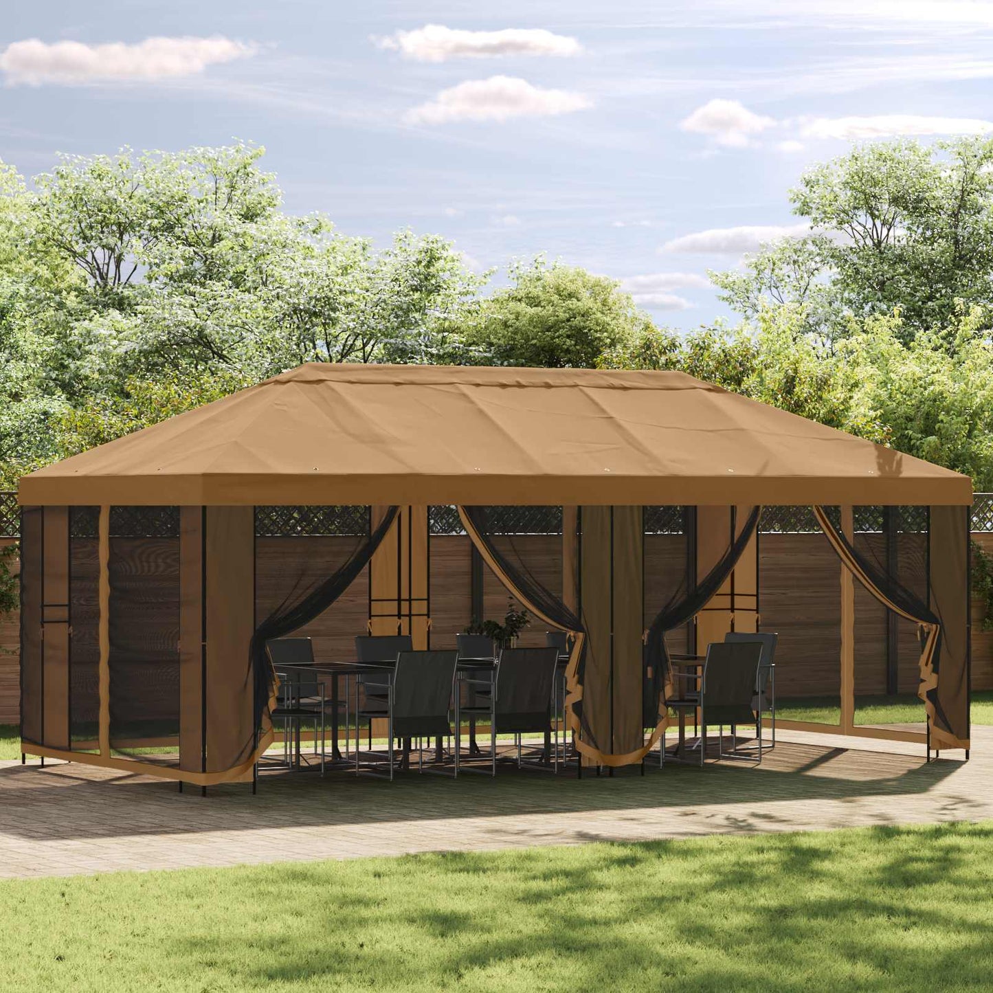 vidaXL Gazebo Frame Without Gazebo Fabric 6 x 3 m Black Steel