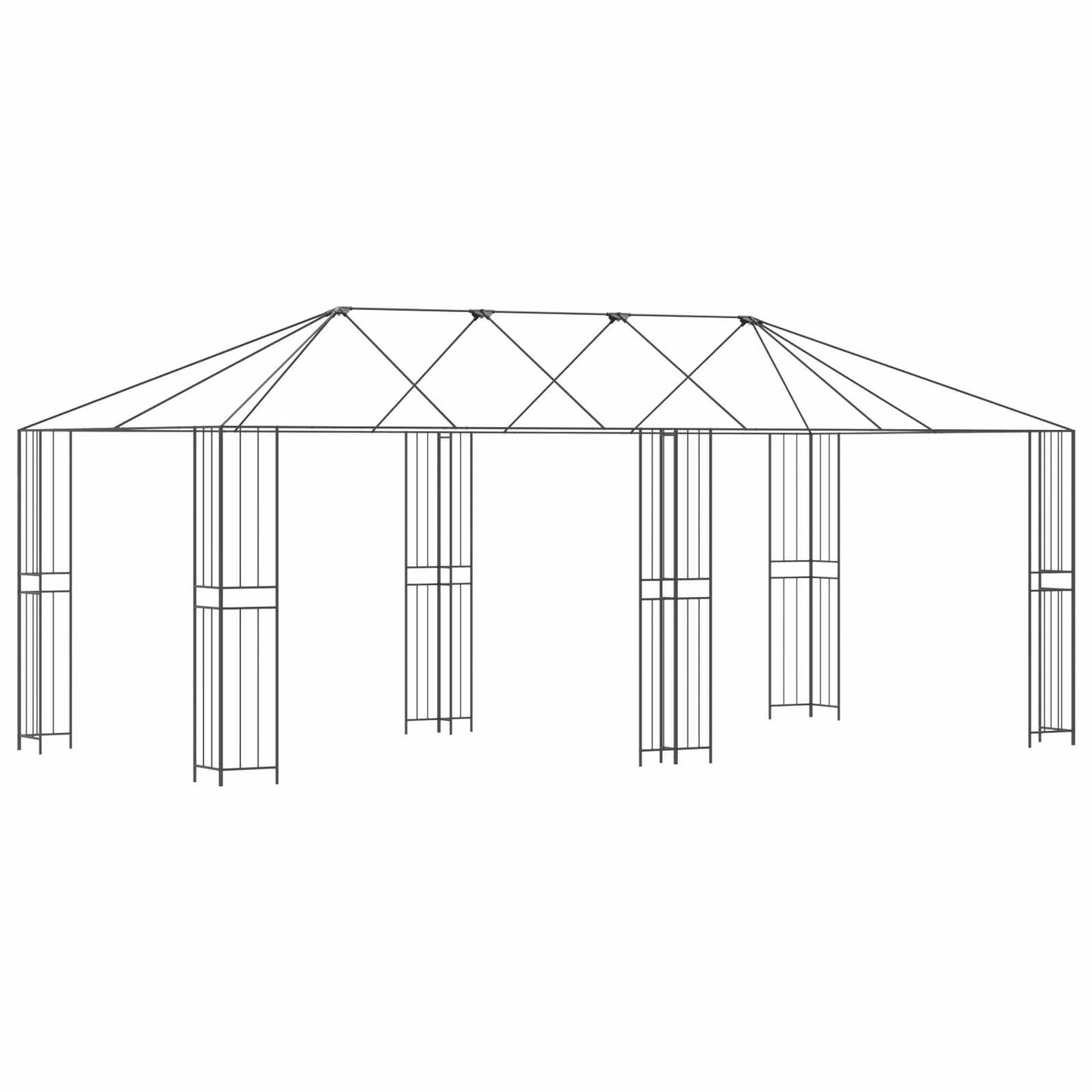 vidaXL Gazebo Frame Without Gazebo Fabric 6 x 3 m Black Steel