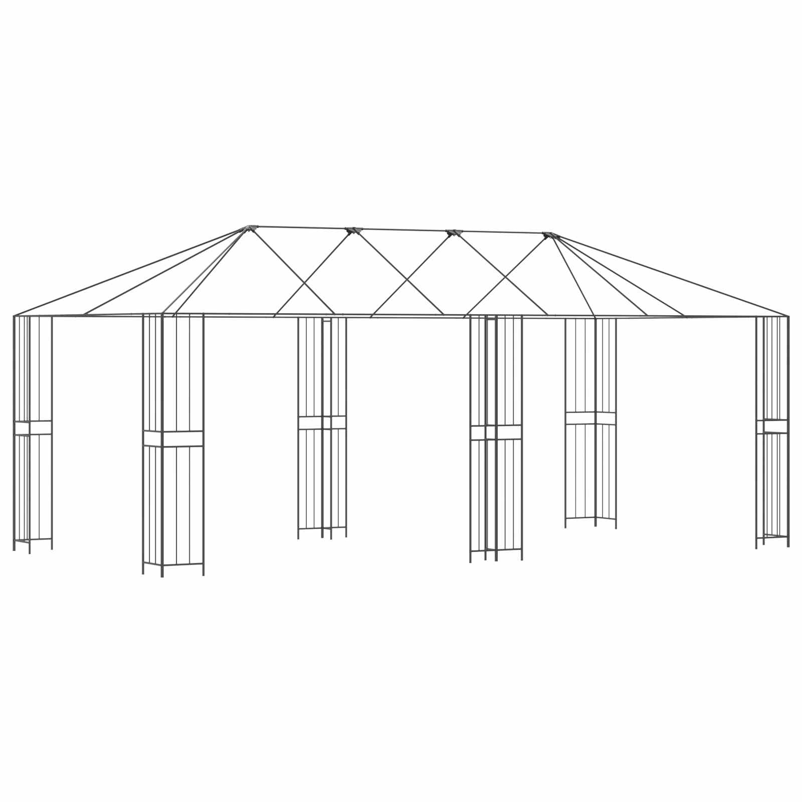 vidaXL Gazebo Frame Without Gazebo Fabric 6 x 3 m Black Steel