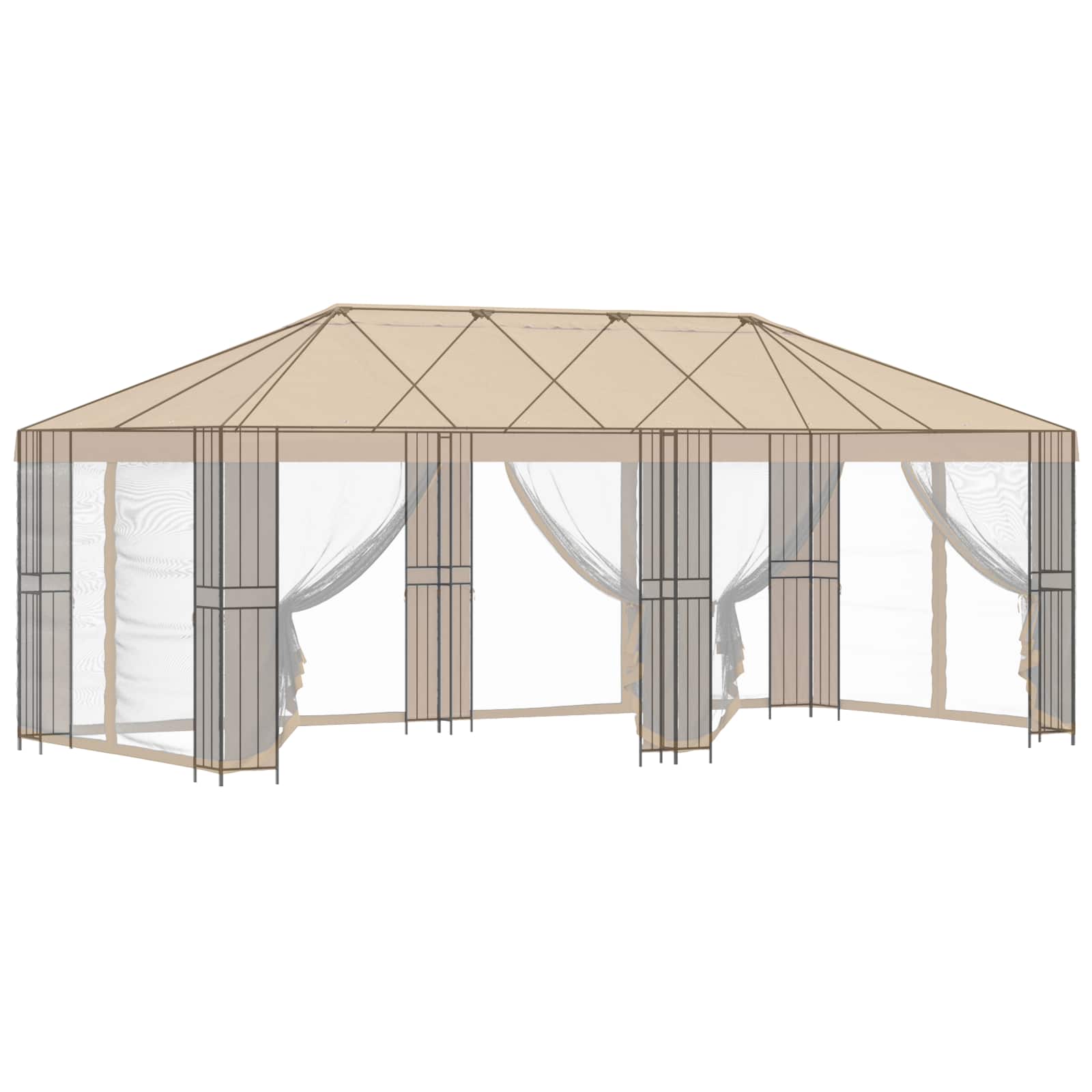 vidaXL Gazebo Frame Without Gazebo Fabric 6 x 3 m Black Steel