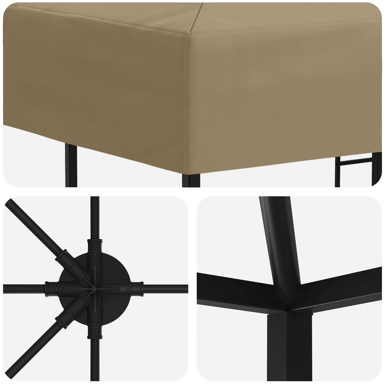 vidaXL Garden Gazebo 6 x 3 m Beige Polyester and Steel 190 gsm
