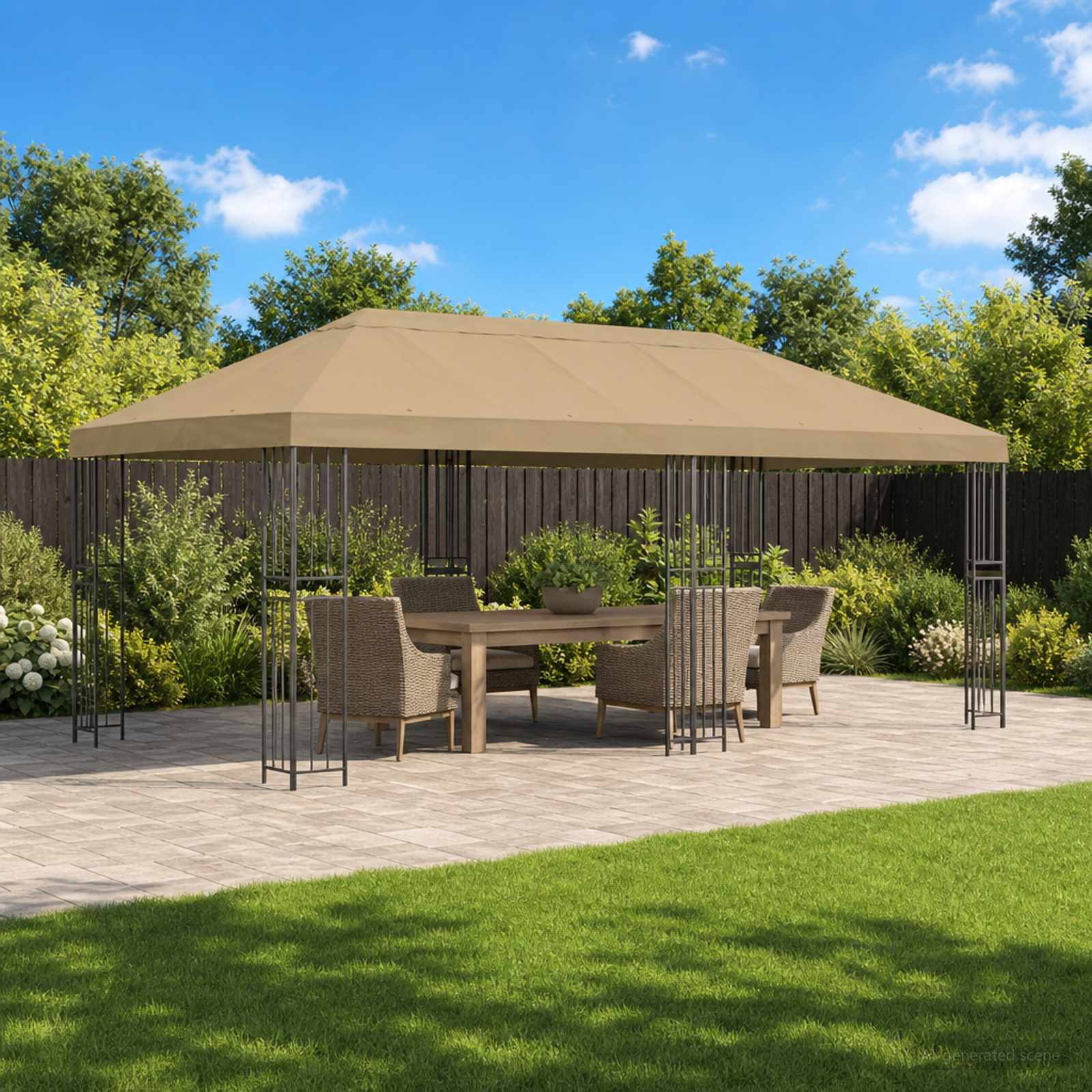 vidaXL Garden Gazebo 6 x 3 m Beige Polyester and Steel 190 gsm