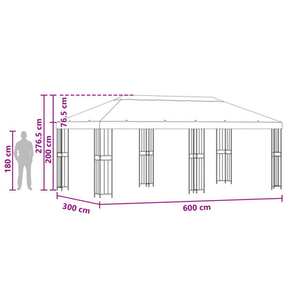 vidaXL Garden Gazebo 6 x 3 m Cream Polyester and Steel 190 gsm