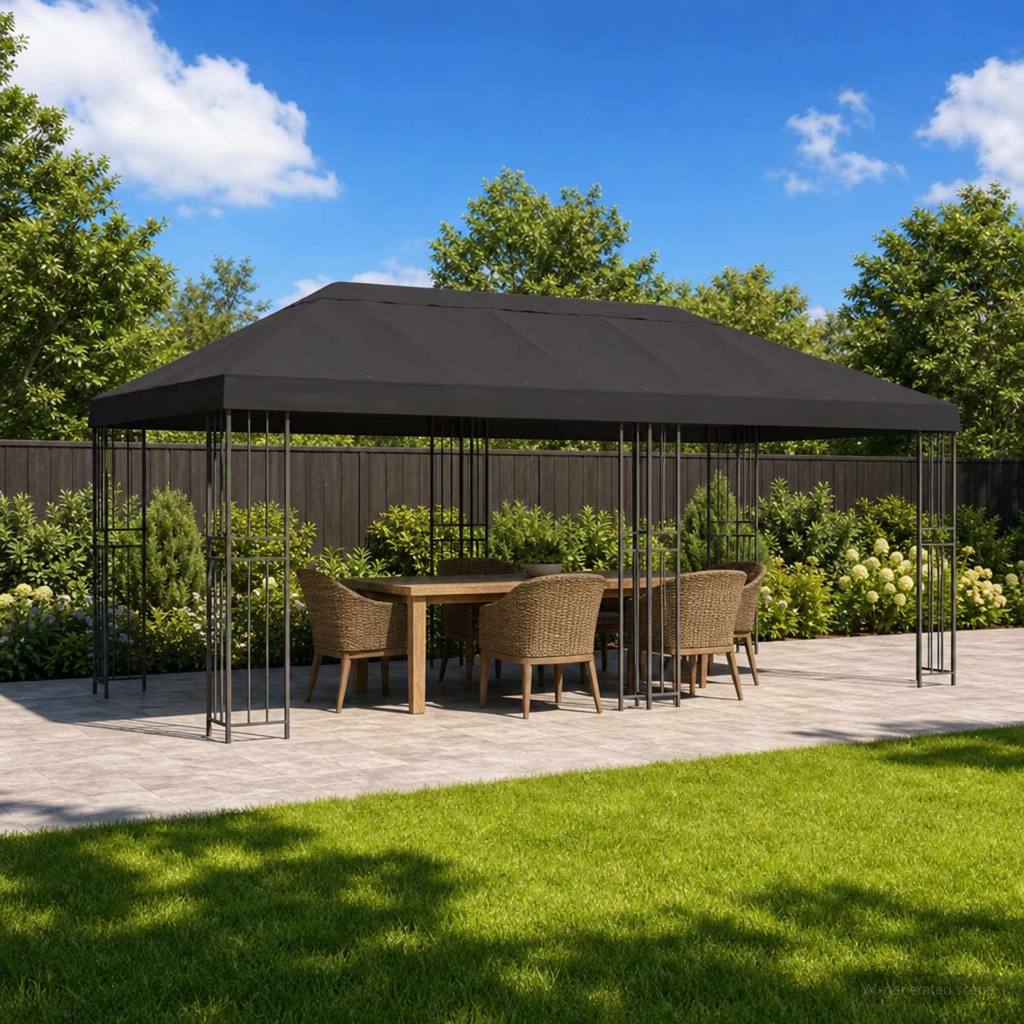 vidaXL Garden Gazebo 6 x 3 m Anthracite Polyester and Steel 190 gsm