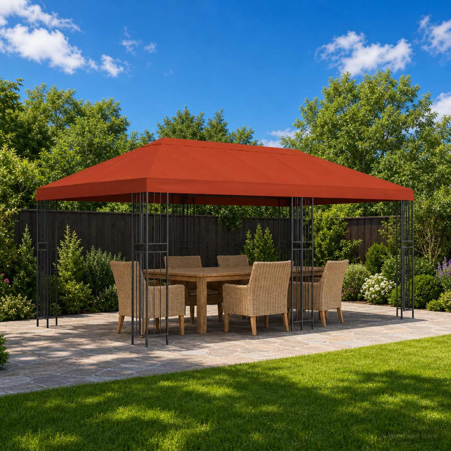 vidaXL Garden Gazebo 6 x 3 m Terracotta Polyester and Steel 190 gsm