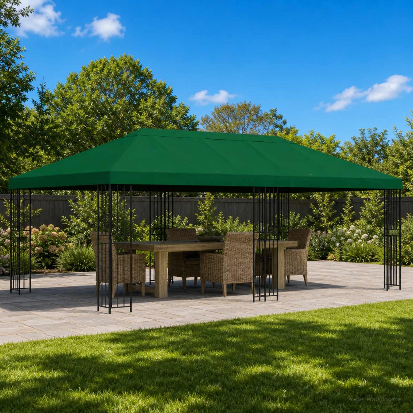 vidaXL Garden Gazebo 6 x 3 m Green Polyester and Steel 190 gsm