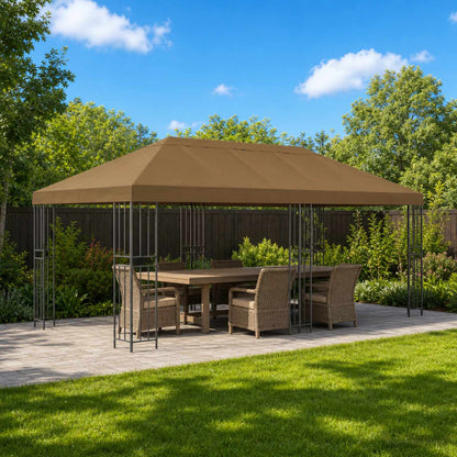 vidaXL Garden Gazebo 6 x 3 m Taupe Polyester and Steel 190 gsm
