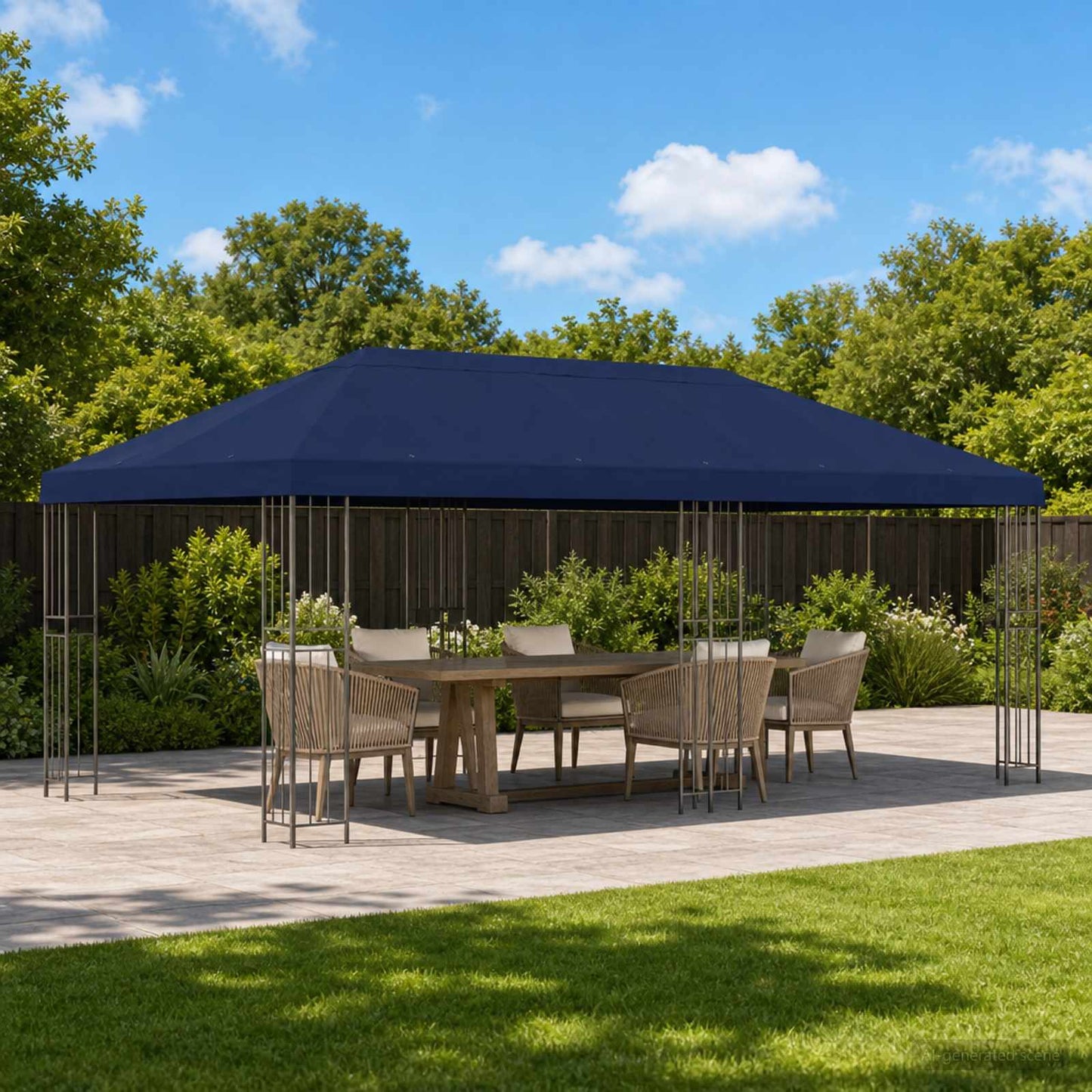 vidaXL Garden Gazebo 6 x 3 m Blue Polyester and Steel 190 gsm