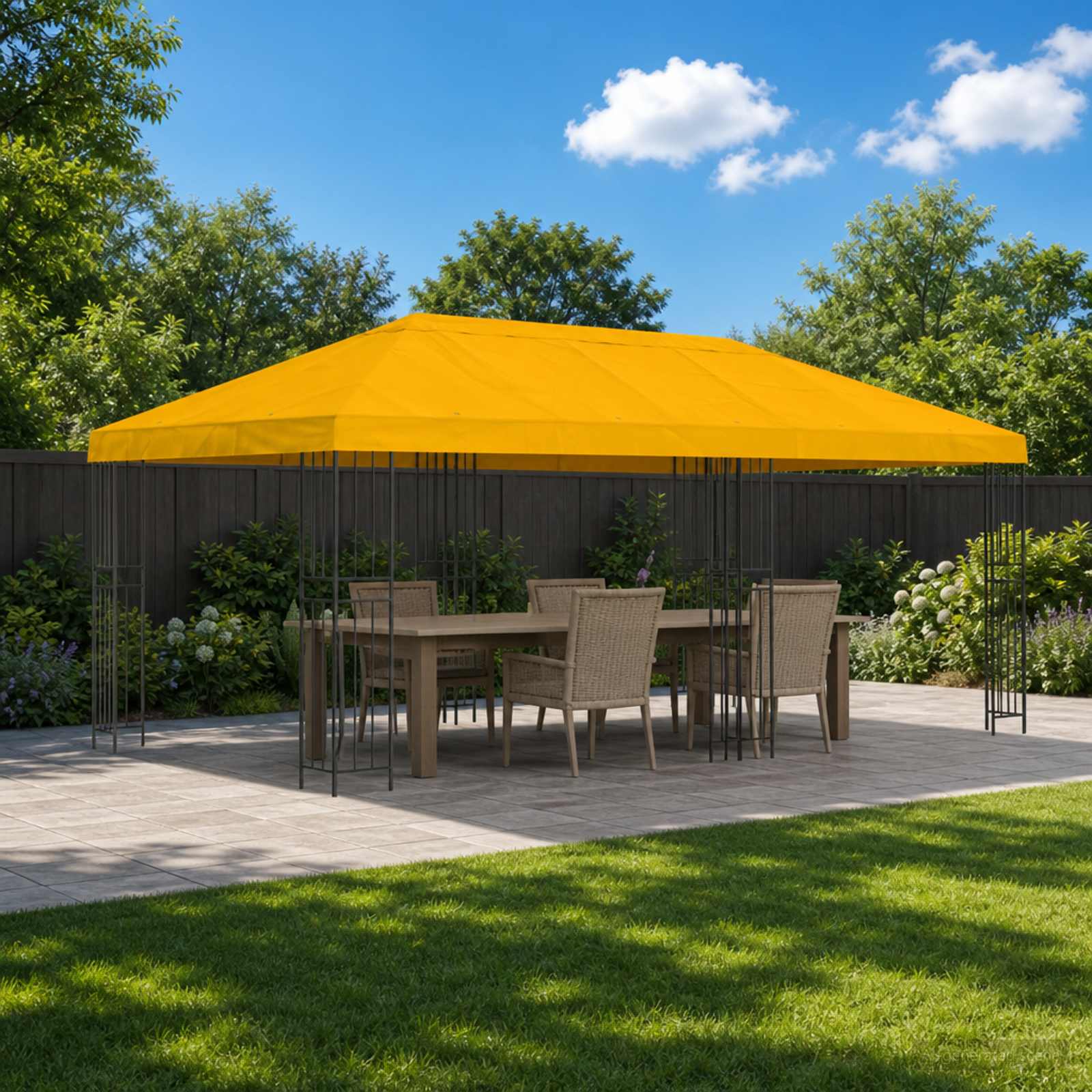 vidaXL Garden Gazebo 6 x 3 m Yellow Polyester and Steel 190 gsm