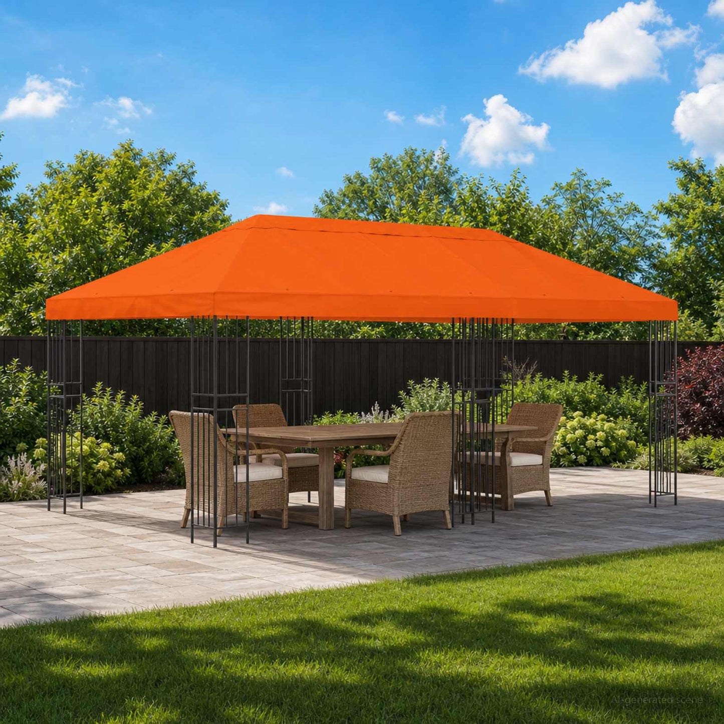 vidaXL Garden Gazebo 6 x 3 m Orange Polyester and Steel 190 gsm