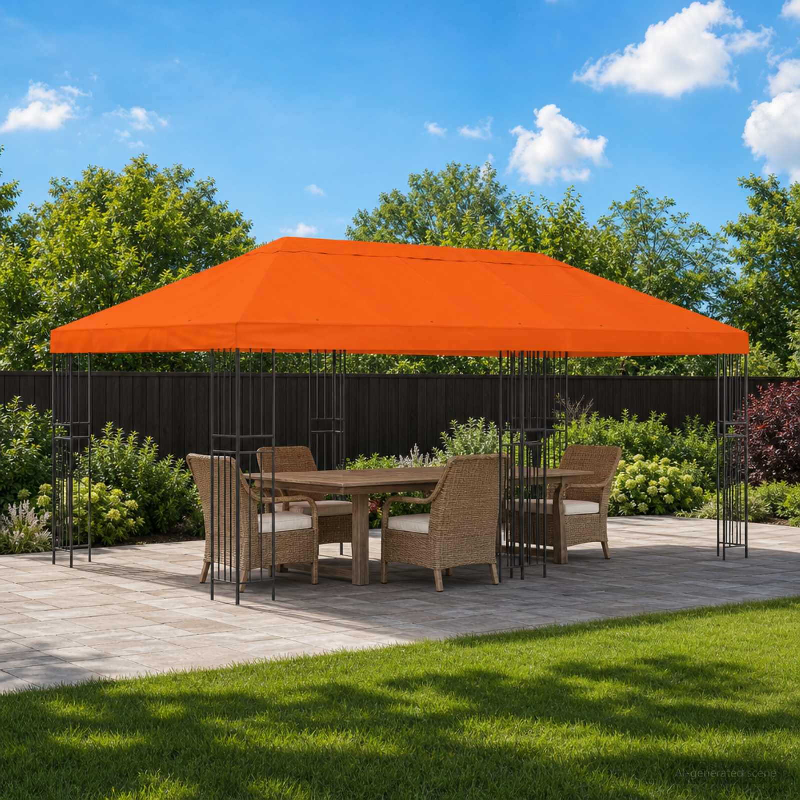 vidaXL Garden Gazebo 6 x 3 m Orange Polyester and Steel 190 gsm