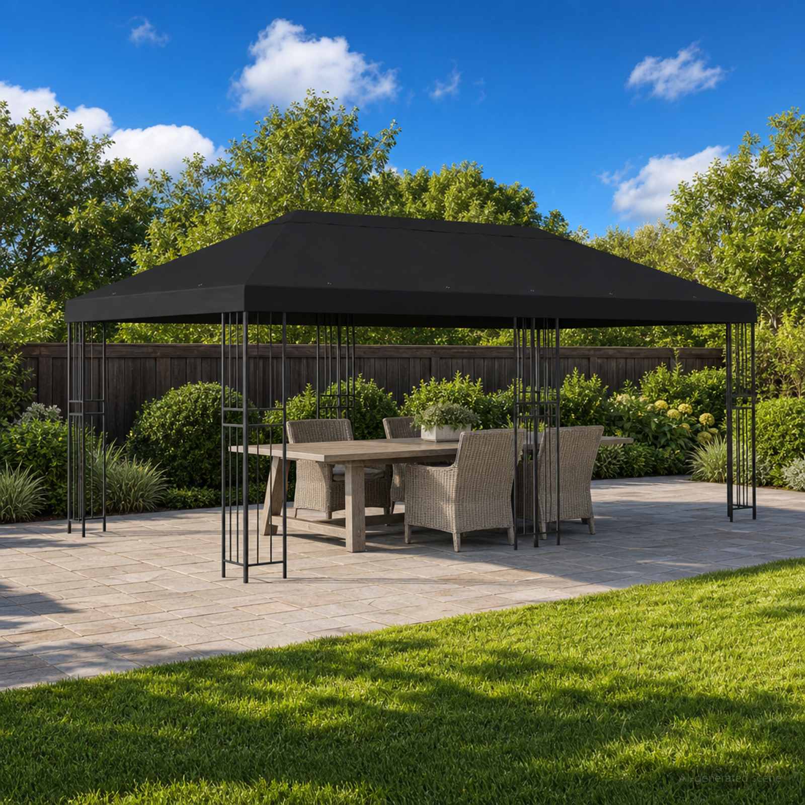 vidaXL Garden Gazebo 6 x 3 m Black Polyester and Steel 190 gsm