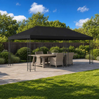 vidaXL Garden Gazebo 6 x 3 m Black Polyester and Steel 190 gsm