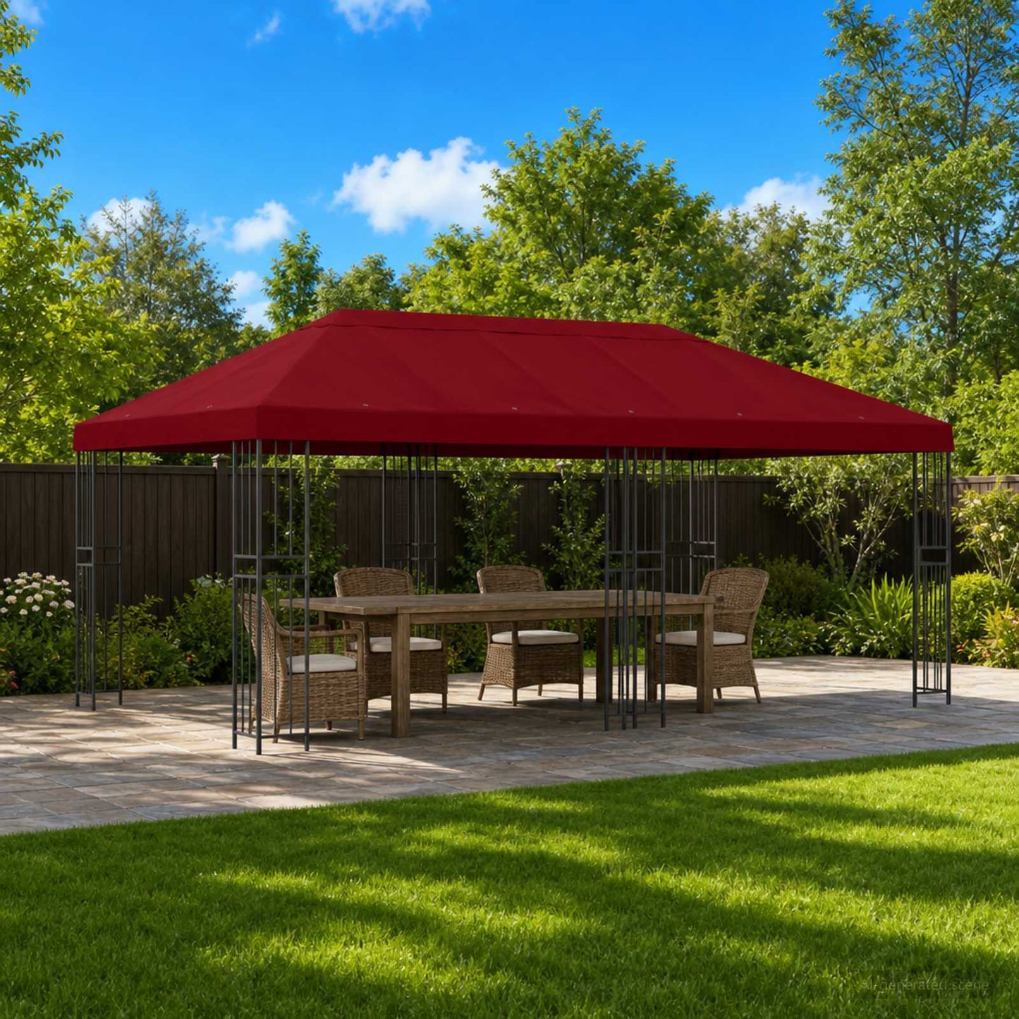 vidaXL Garden Gazebo 6 x 3 m Burgundy Polyester and Steel 190 gsm
