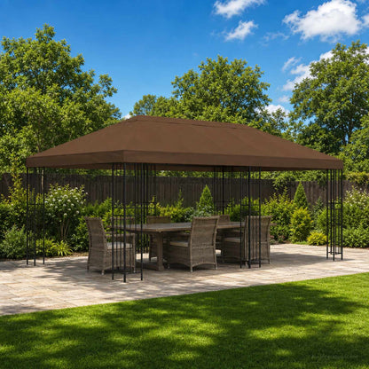 vidaXL Garden Gazebo 6 x 3 m Brown Polyester and Steel 190 gsm
