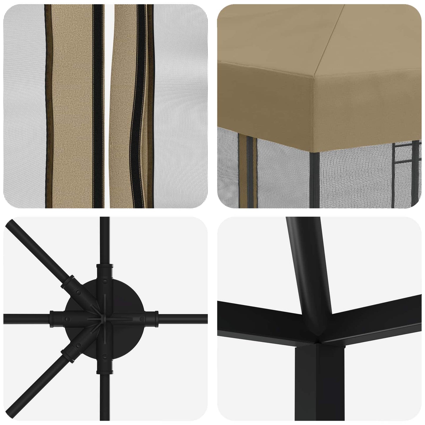 vidaXL 6 x 3 m Beige Polyester and Steel 190 gsm