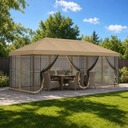 vidaXL 6 x 3 m Beige Polyester and Steel 190 gsm