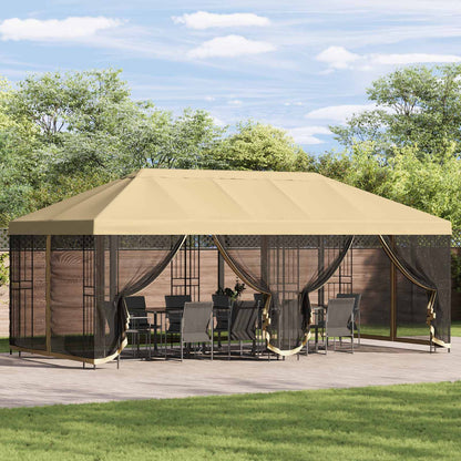 vidaXL 6 x 3 m Cream Polyester and Steel 190 gsm