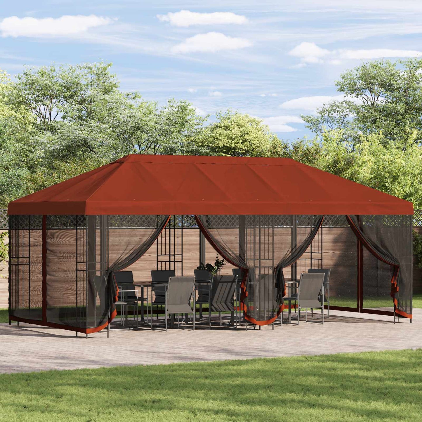 vidaXL 6 x 3 m Terracotta Polyester and Steel 190 gsm