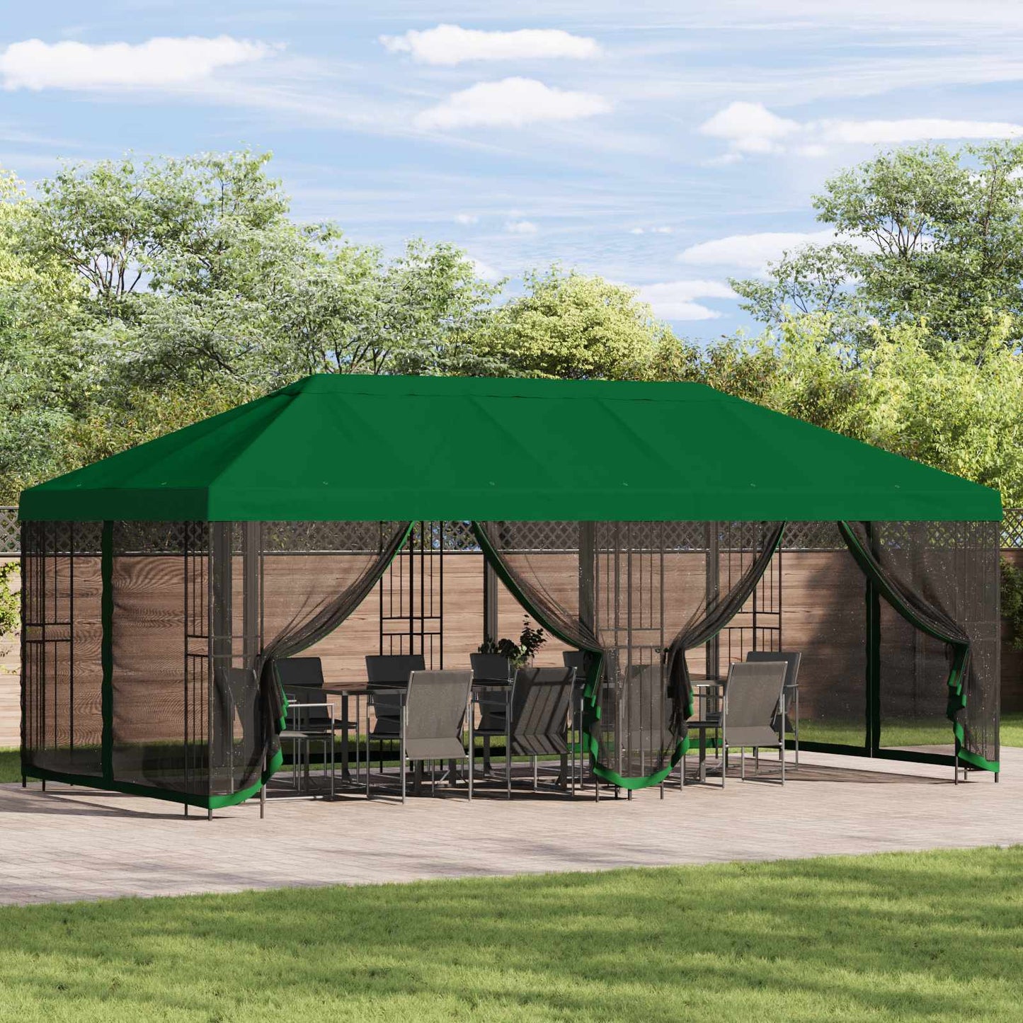 vidaXL 6 x 3 m Green Polyester and Steel 190 gsm