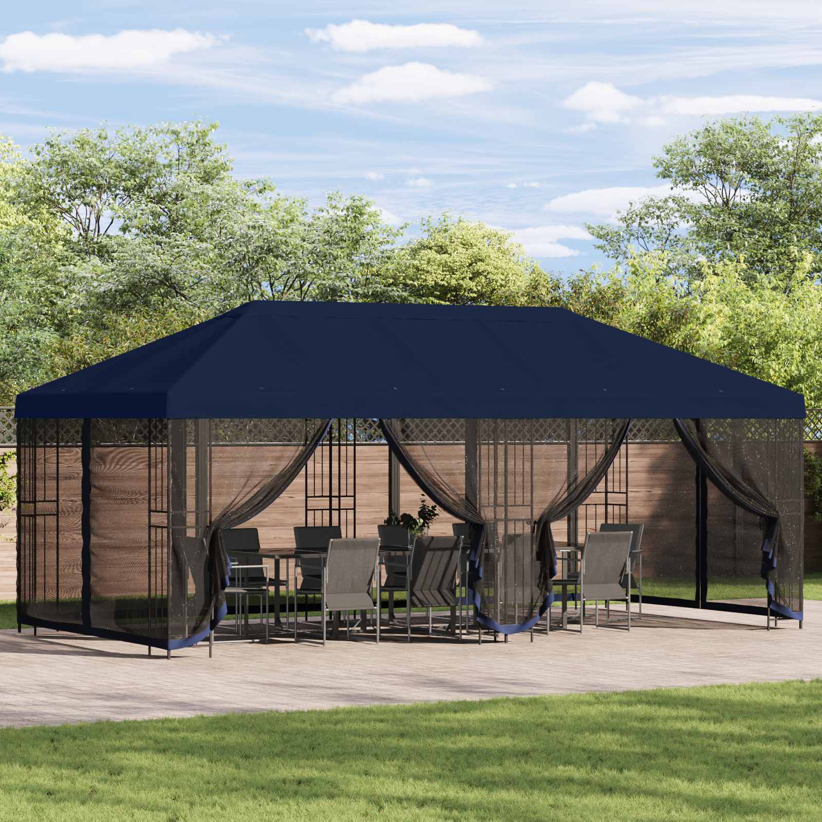 vidaXL 6 x 3 m Blue Polyester and Steel 190 gsm