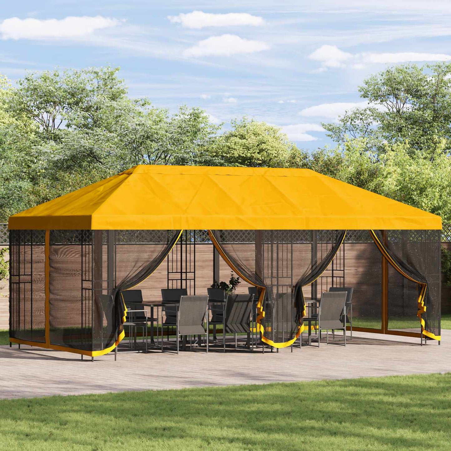 vidaXL 6 x 3 m Yellow Polyester and Steel 190 gsm