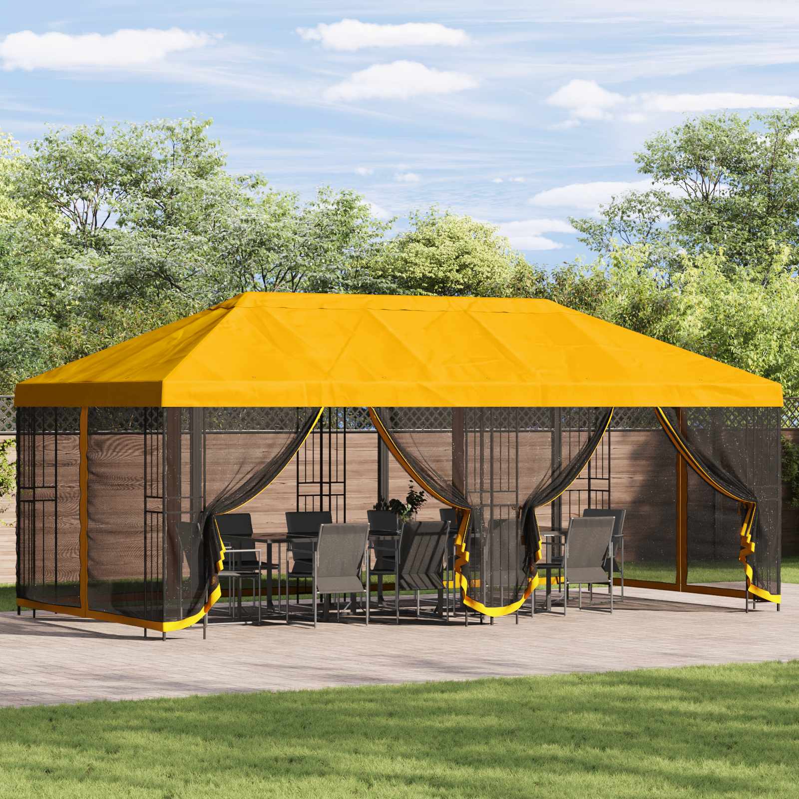 vidaXL 6 x 3 m Yellow Polyester and Steel 190 gsm