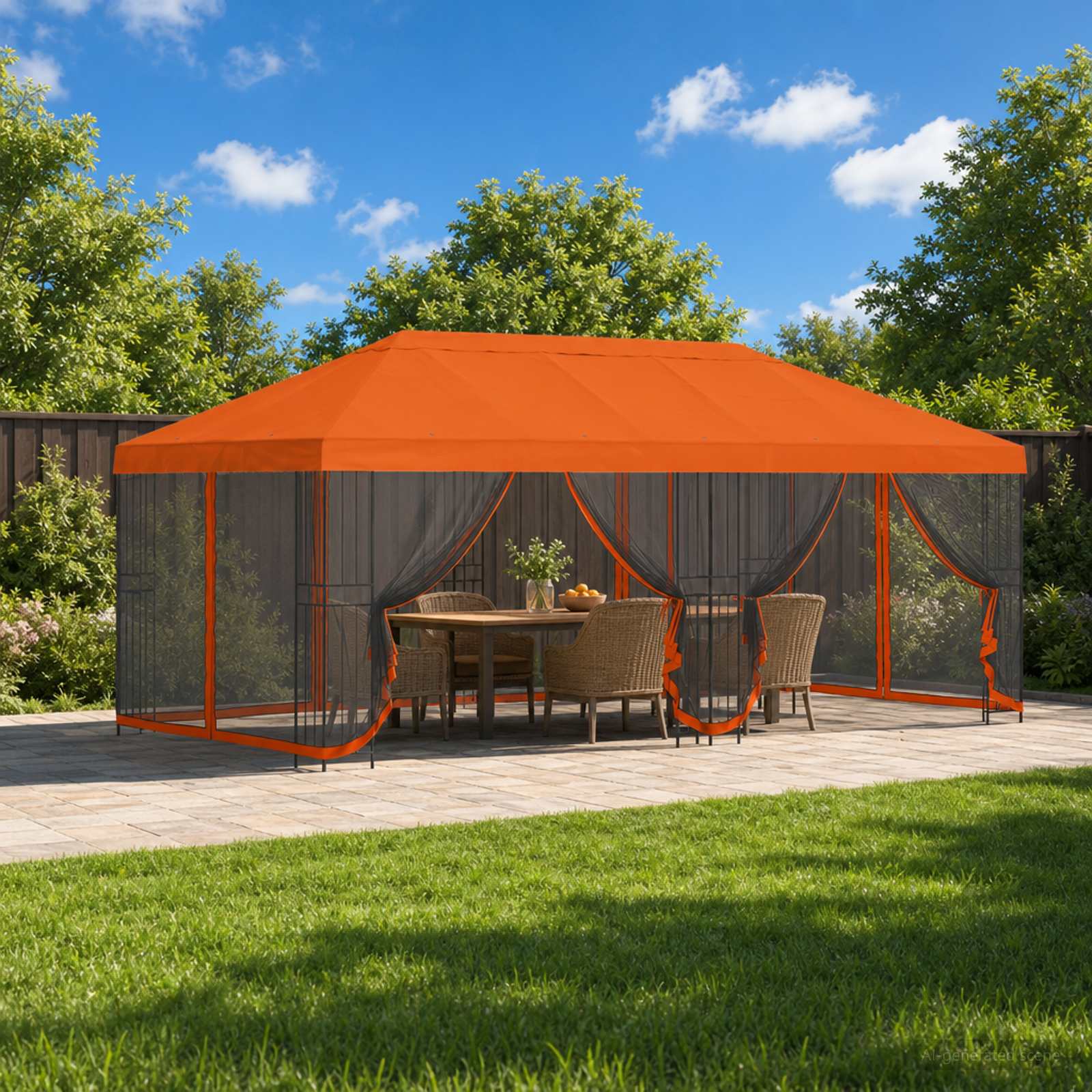 vidaXL 6 x 3 m Orange Polyester and Steel 190 gsm