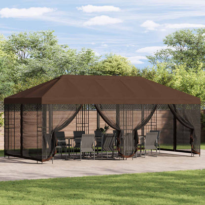 vidaXL 6 x 3 m Brown Polyester and Steel 190 gsm