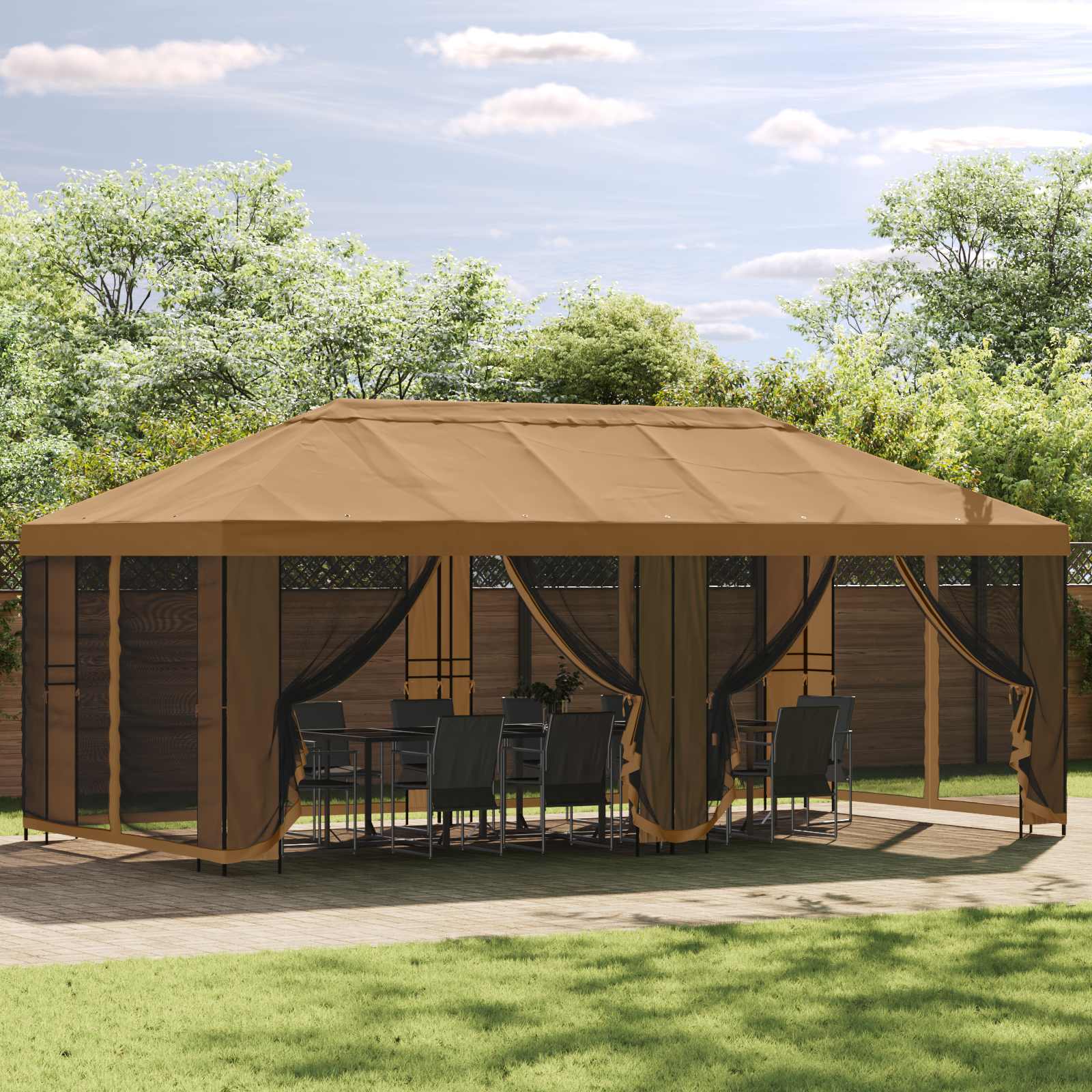 vidaXL Gazebo Frame Without Gazebo Fabric 6 x 3 m Black Steel - 62799
