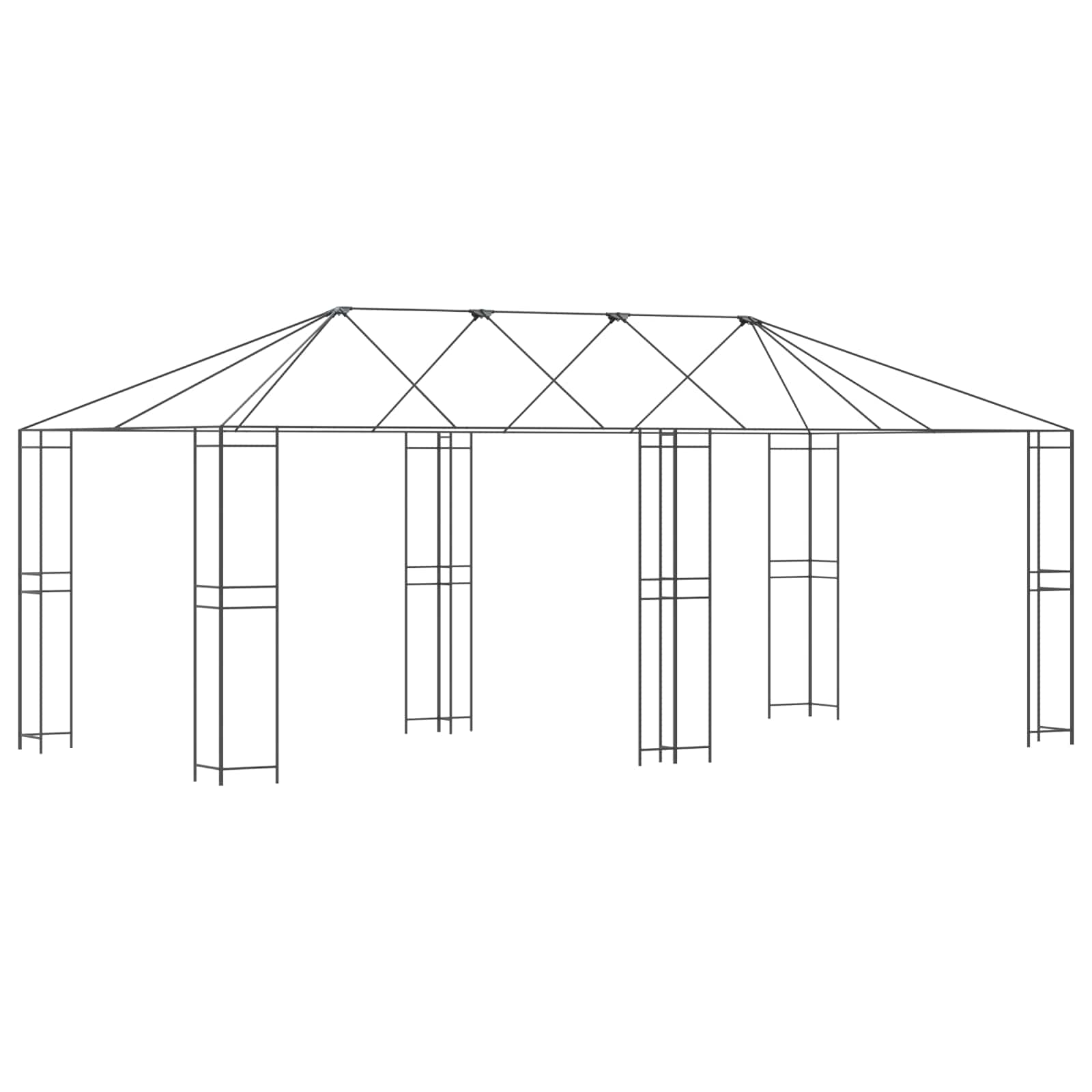 vidaXL Gazebo Frame Without Gazebo Fabric 6 x 3 m Black Steel - 62799