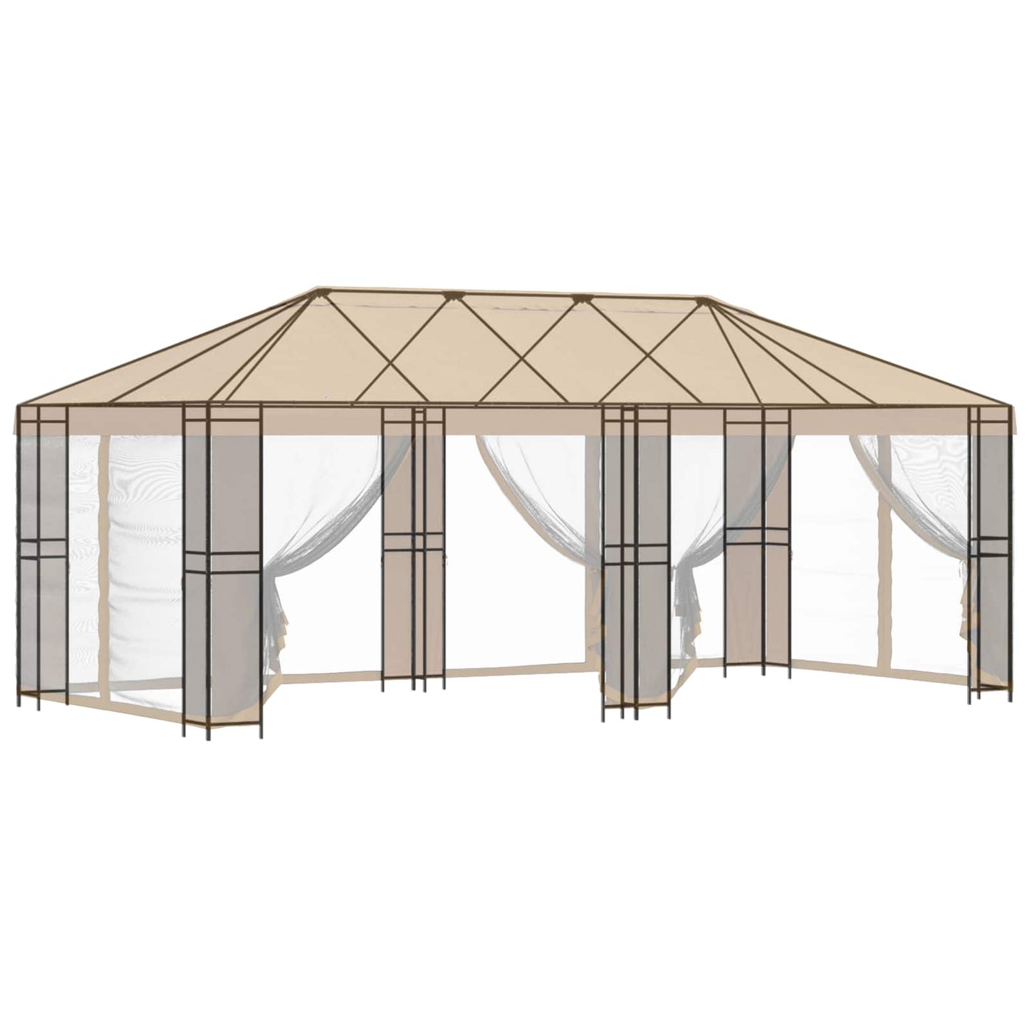 vidaXL Gazebo Frame Without Gazebo Fabric 6 x 3 m Black Steel - 62799