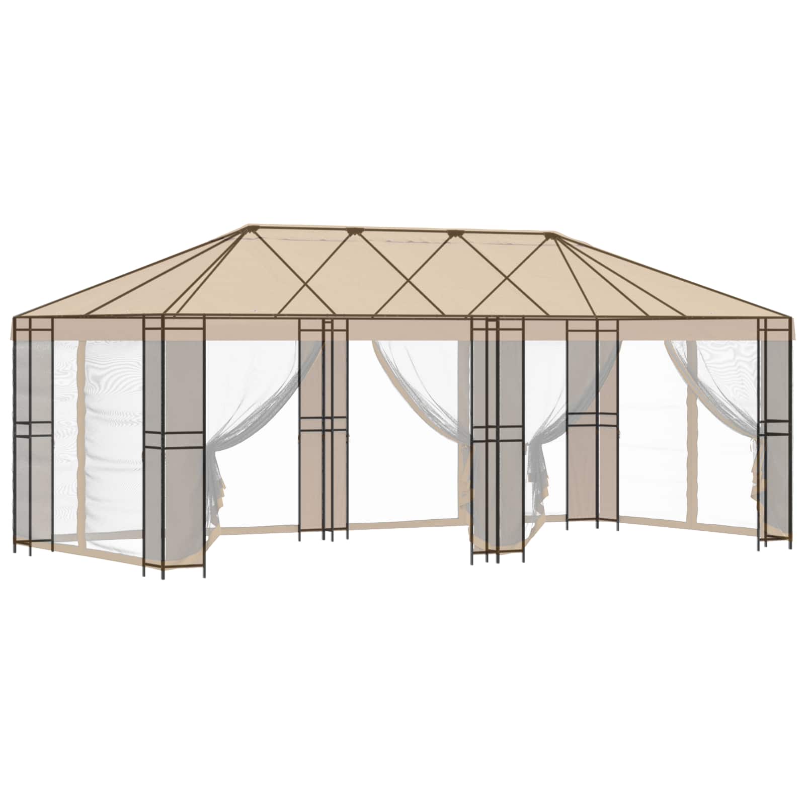vidaXL Gazebo Frame Without Gazebo Fabric 6 x 3 m Black Steel - 62799