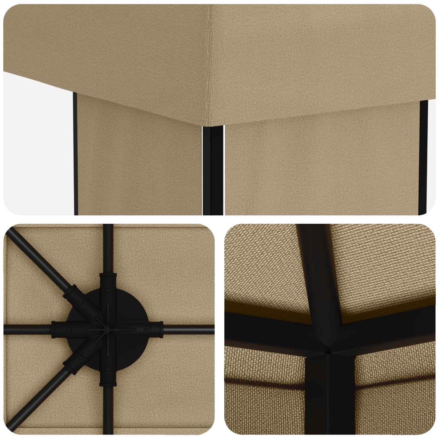 vidaXL Garden Gazebo 6 x 3 m Beige Polyester and Steel 190 gsm - 62802